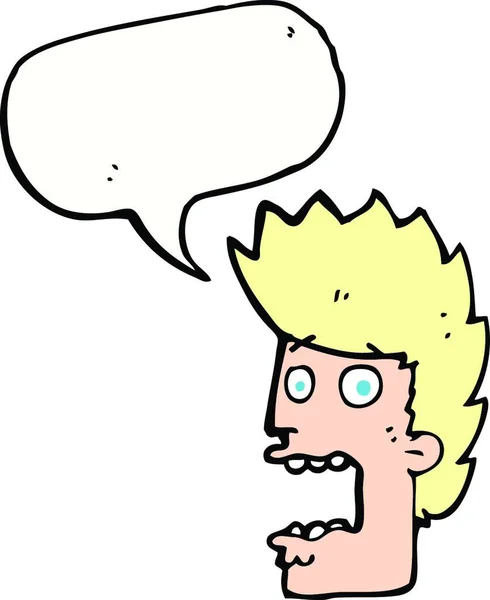 Karikatur Erschreckt Mann Mit Sprechblase — Stockvektor