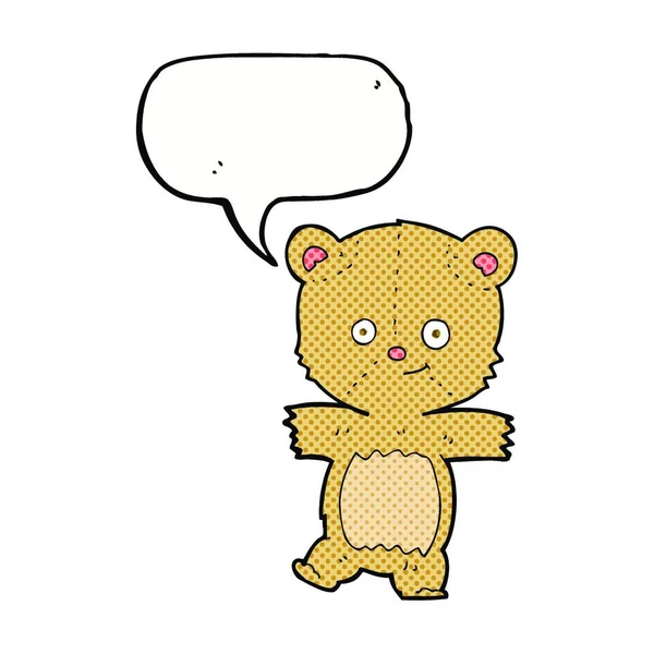 Urso Pelúcia Engraçado Desenhos Animados Com Bolha Fala — Vetor de Stock