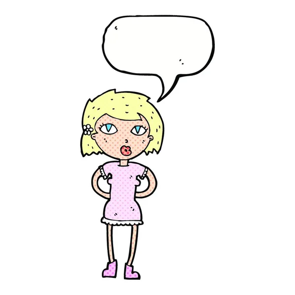 Cartoon Woman Speech Bubble — Stock Vector