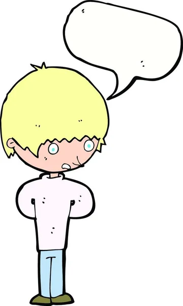 Karikatur Nervöser Junge Mit Sprechblase — Stockvektor