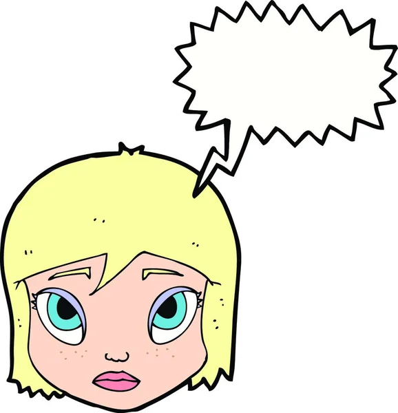 Dessin Animé Visage Féminin Avec Bulle Parole — Image vectorielle