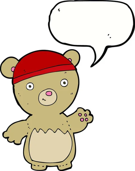 Urso Pelúcia Dos Desenhos Animados Usando Chapéu Com Bolha Fala —  Vetores de Stock