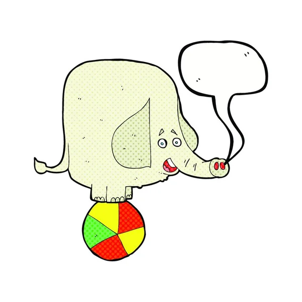 Elefante Circo Dibujos Animados Con Burbuja Del Habla — Vector de stock