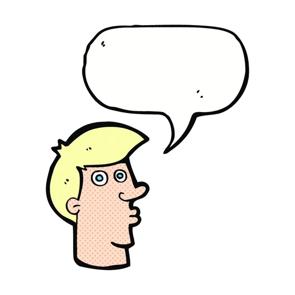 Desenho Animado Homem Confuso Com Bolha Fala —  Vetores de Stock