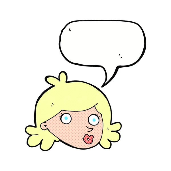 Cartoon Pretty Face Speech Bubble — Stock Vector