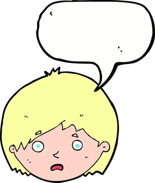 Karikatur Unglücklicher Junge Mit Sprechblase — Stockvektor