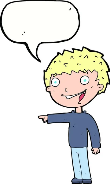 Καρτούν Χαρούμενο Αγόρι Γέλιο Φούσκα Ομιλία — Διανυσματικό Αρχείο