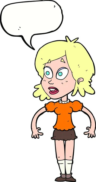 Cartoon Verrast Vrouw Met Spraakbel — Stockvector
