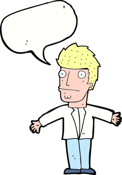 Cartone Animato Uomo Confuso Con Bolla Discorso — Vettoriale Stock