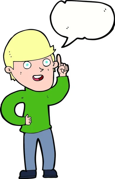 Cartoon Boy Idea Speech Bubble — Stock Vector