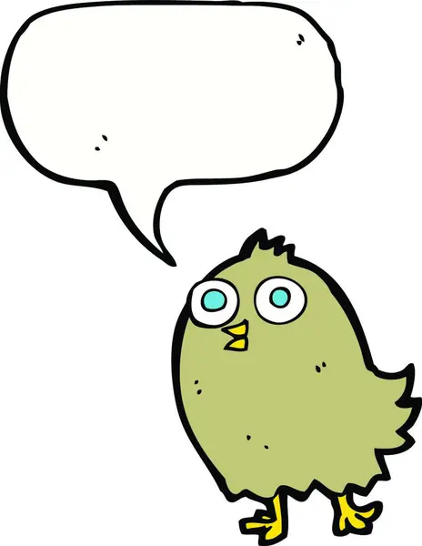 Karikatur Glücklicher Vogel Mit Sprechblase — Stockvektor