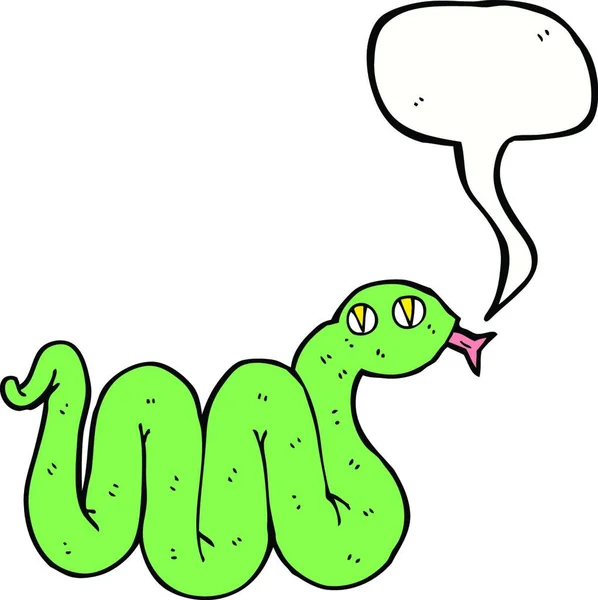 Divertida Serpiente Dibujos Animados Con Burbuja Habla — Vector de stock