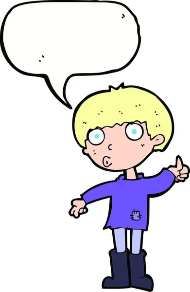 Cartoon Boy Asking Question Speech Bubble — Stock Vector