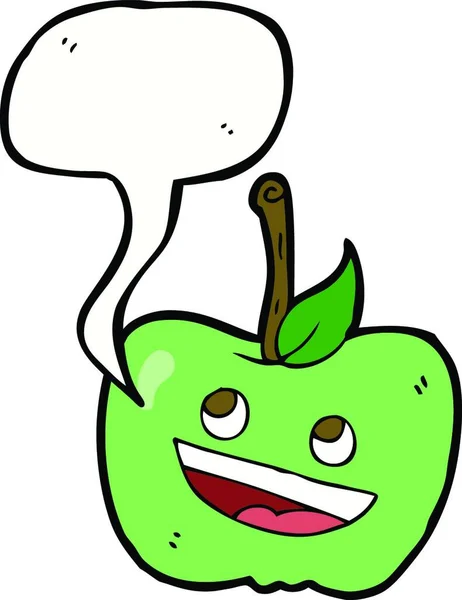 Karikatür Apple Ile Konuşma Balonu — Stok Vektör
