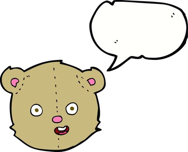 Cabeça Urso Pelúcia Desenho Animado Com Bolha Fala — Vetor de Stock