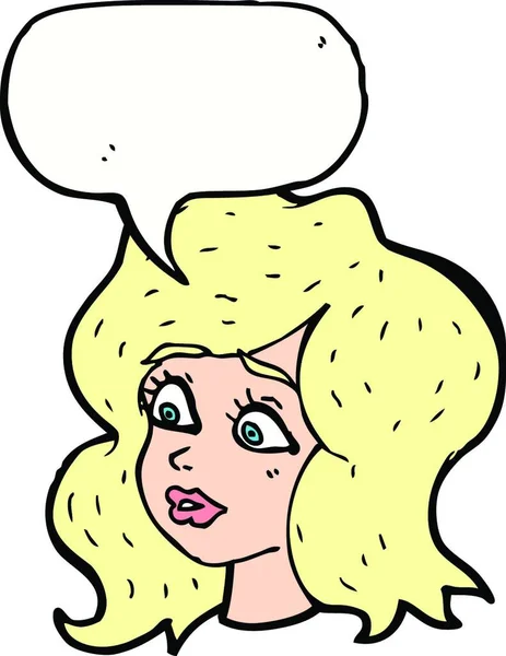 Mujer Dibujos Animados Mirando Preocupado Por Burbuja Del Habla — Archivo Imágenes Vectoriales