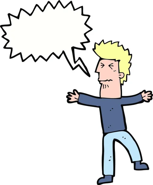 Cartone Animato Uomo Stressato Con Bolla Discorso — Vettoriale Stock