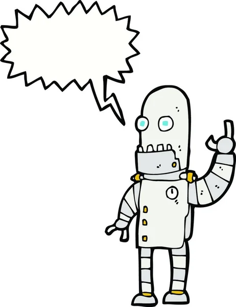 Robot Dibujos Animados Ondeando Con Burbuja Del Habla — Vector de stock
