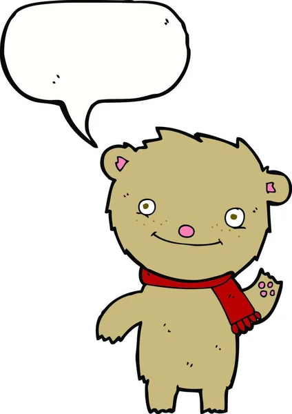 Cartoon Cute Teddy Bear Speech Bubble — Stock Vector