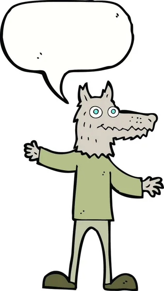 Kreskówkowy Wilk Człowiek Bańki Mowy — Wektor stockowy