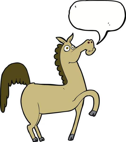 Divertente Cavallo Dei Cartoni Animati Con Bolla Discorso — Vettoriale Stock