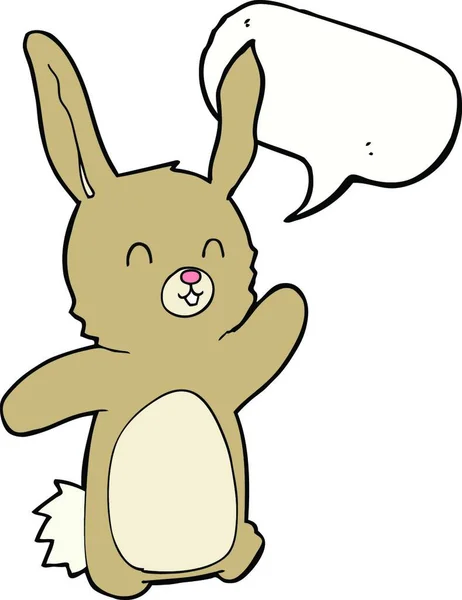 Karikatur Glückliches Kaninchen Mit Sprechblase — Stockvektor