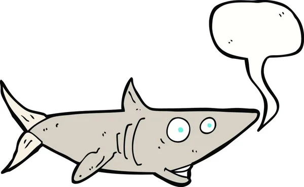 卡通片快乐鲨鱼与言语泡沫 — 图库矢量图片