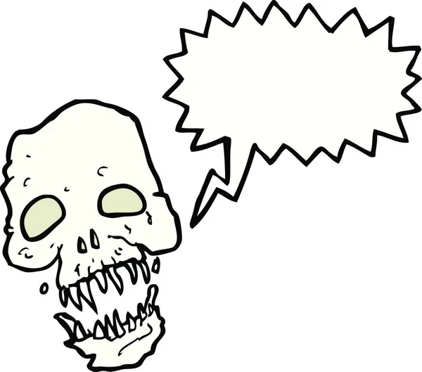 Cartoon Scary Skull Speech Bubble — Stock Vector