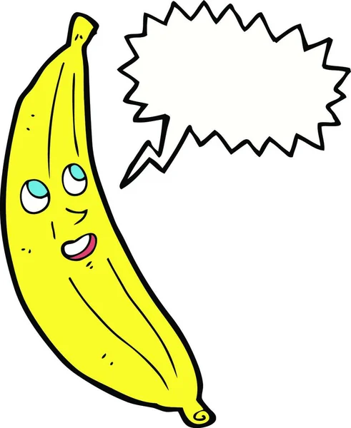 Tecknad Glad Banan Med Tal Bubbla — Stock vektor