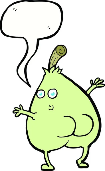 Nice Pear Cartoon Speech Bubble — Stock Vector