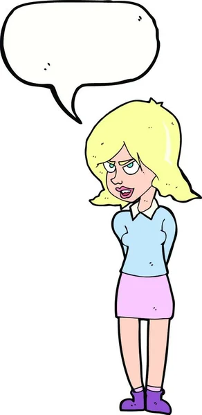 Cartoon Irritado Mulher Com Bolha Fala —  Vetores de Stock