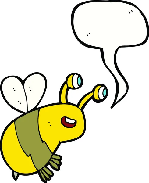 Kreskówki Szczęśliwy Pszczoła Bańki Mowy — Wektor stockowy
