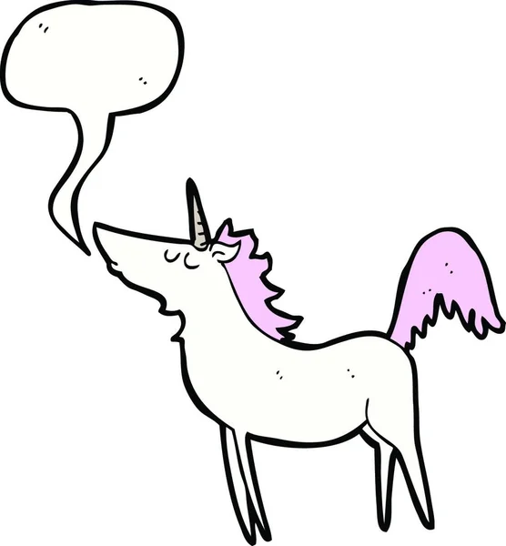 Kartun Unicorn Dengan Gelembung Bicara - Stok Vektor