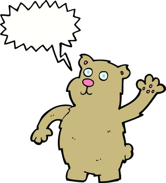 言葉の泡でクマを振って漫画 — ストックベクタ