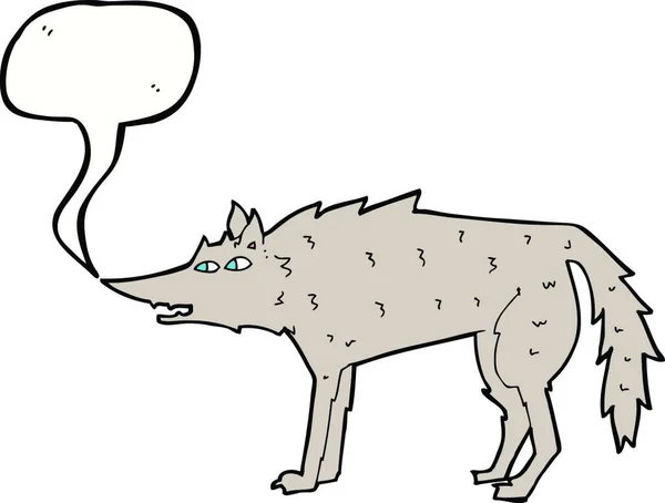Мультяшный Волк Пузырьком Речи — стоковый вектор