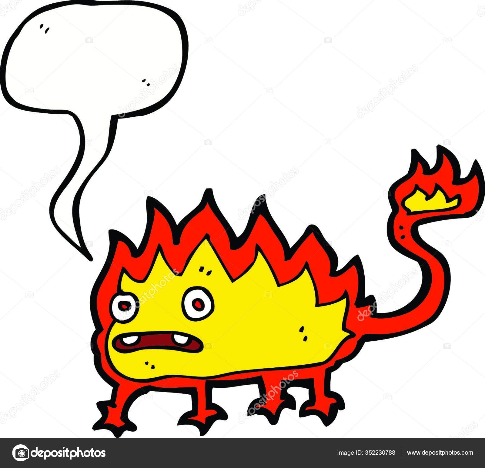 Desenho animado pequeno demônio fogo imagem vetorial de