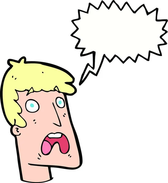 Cartone Animato Uomo Scioccato Con Bolla Discorso — Vettoriale Stock