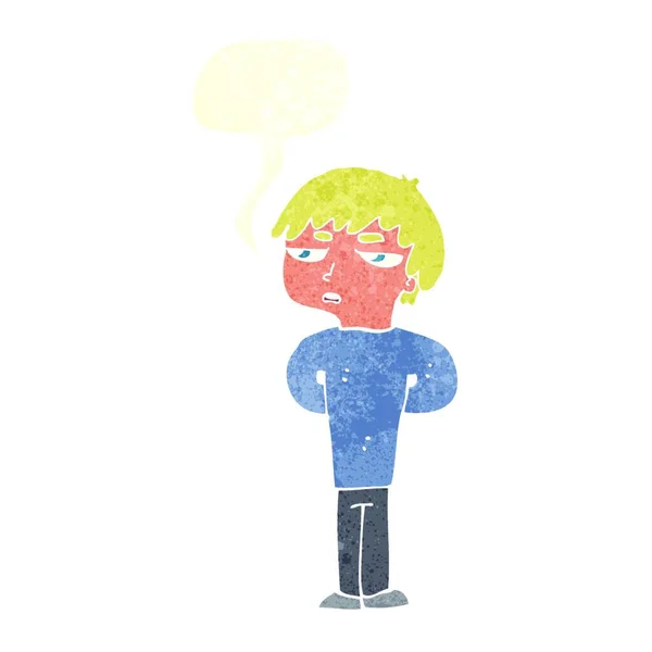 Karikatur Asozialer Junge Mit Sprechblase — Stockvektor