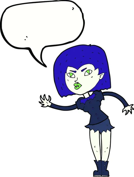 Chica Vampiro Dibujos Animados Con Burbuja Habla — Archivo Imágenes Vectoriales