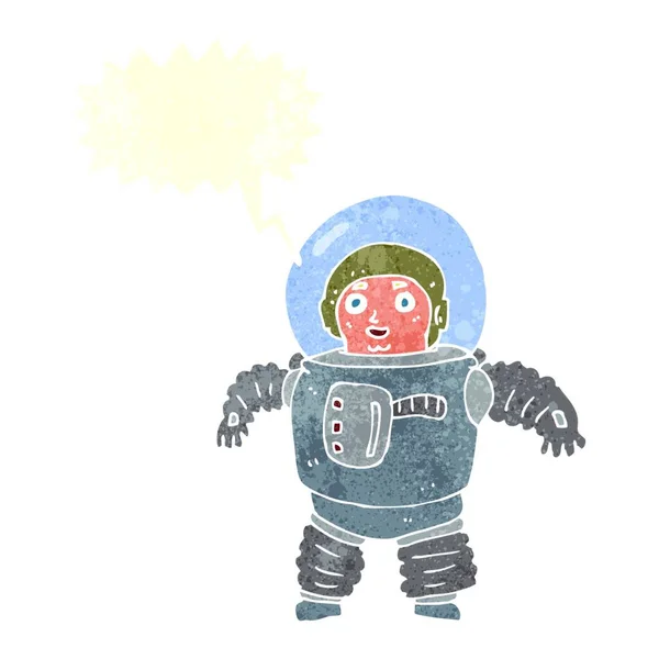 Cartoon Space Man Mit Sprechblase — Stockvektor