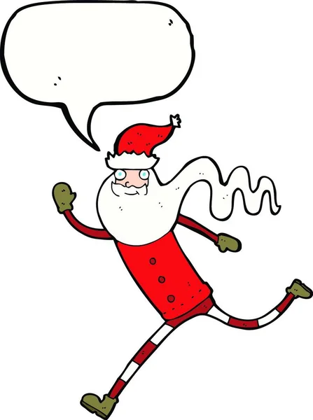 Dibujos Animados Corriendo Santa Con Burbuja Habla — Archivo Imágenes Vectoriales