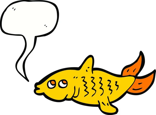 Ikan Kartun Dengan Gelembung Ucapan - Stok Vektor