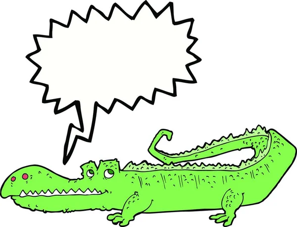 Cartoon Crocodile Speech Bubble — Stock Vector