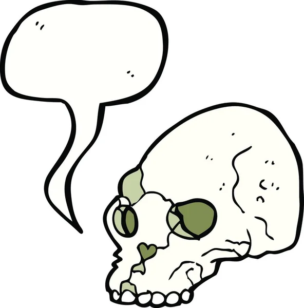 Cartoon Spooky Skull Speech Bubble — Stock Vector