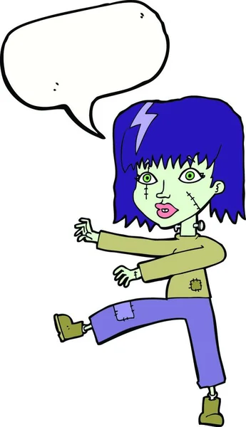 Мультяшна Дівчина Зомбі Бульбашкою Мовлення — стоковий вектор
