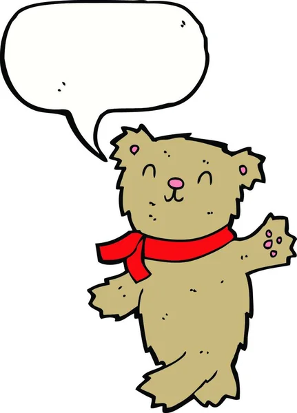 Urso Pelúcia Acenando Desenhos Animados Com Bolha Fala —  Vetores de Stock