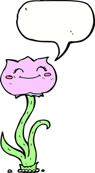 Fleur Dessin Animé Avec Bulle Parole — Image vectorielle
