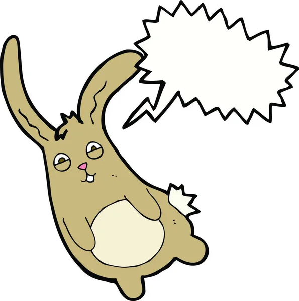 Смішний Мультяшний Кролик Мовною Бульбашкою — стоковий вектор
