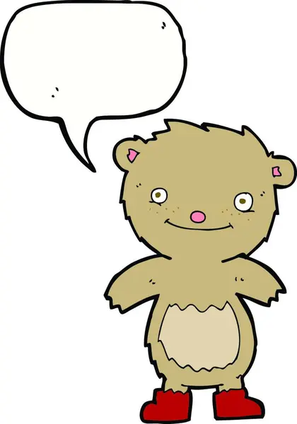Urso Pelúcia Dos Desenhos Animados Usando Botas Com Bolha Fala — Vetor de Stock