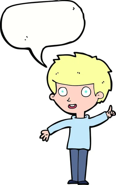 Cartoon Boy Idea Speech Bubble — Stock Vector